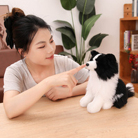 Peluche réaliste Border Collie en gros d'usine, jouet chien noir et blanc moelleux, plusieurs tailles, décoration intérieure, cadeau de vacances