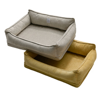 Coussin orthopédique pour chien PetMassive Classic Rectangular Bolster, côtés incurvés, amovible, lavable, imperméable, en mousse durable et résistant aux morsures