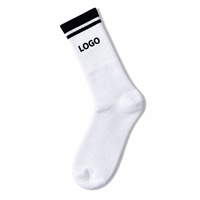Chaussettes en coton personnalisées, chaussettes de sport rayées blanches, logo personnalisé, chaussettes pour hommes