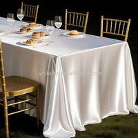 Nappes épaisses en satin blanc et crème personnalisées en gros pour restaurants, banquets et mariages
