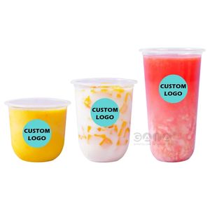 Commercio all'ingrosso personalizzato monouso 360ml trasparente a forma di U per animali domestici bolla <span class=keywords><strong>Tea</strong></span> Boba Cup con coperchio Panda per caffè e succo - Product Image 3