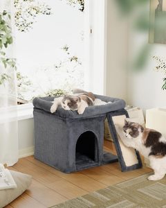 Rascador para gatos, torre de árbol para gatos, poste para rascar, ventana, percha, estante para gatos, condominio, cubículos para gatitos de interior, gris oscuro - Product Image 2