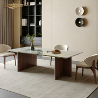 Modernes Minimalistisches Design Rechteckiger Polierter Marmor-Esstisch Natürlicher Luxus-Marmor Wasserfest