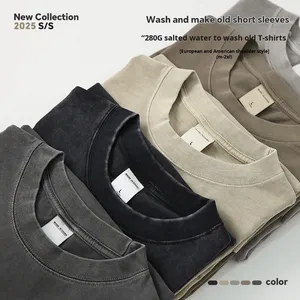 เสื้อยืดผู้ชายทรงหลวม แขนสั้น รุ่น 280G Retro Salted Wash 3D ผ้าเจอร์ซีย์ 100% ผ้าฝ้าย พิมพ์ลายดิจิตอล โลโก้ ไซส์ยุโรป - Product Image 2