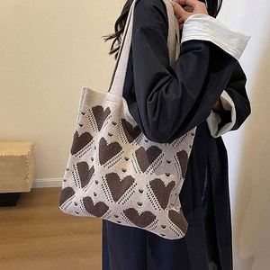 Bolso Tote de Ganchillo 2024, Bolso de Hombro con Lindo Patrón de Corazón, Bolso Tejido a Mano - Product Image 5