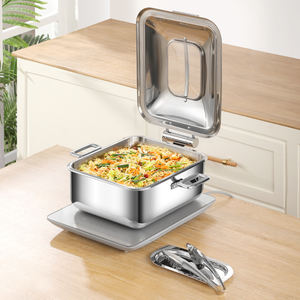 XINGPAI - Suministros para Restaurantes y Hoteles, Recipiente <span class=keywords><strong>Rectangular</strong></span> de Acero Inoxidable de 5L para Calentar Alimentos, Juego de Buffet - Product Image 2