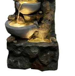 <span class=keywords><strong>Fontaine</strong></span> d'eau en cascade à quatre niveaux en résine <span class=keywords><strong>imitation</strong></span> <span class=keywords><strong>pierre</strong></span> avec lumières LED pour la décoration intérieure et extérieure du jardin et du patio - Product Image 6