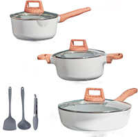 Ensemble de casseroles et poêles en céramique antiadhésive, batterie de cuisine antiadhésive, poêle à frire et casserole, marmite avec couvercle pour la cuisson