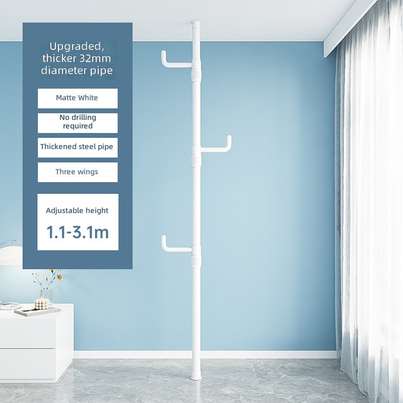 bold 32 diameter-frosted white single rod-3 clothes hook