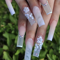 Faux ongles en forme de cercueil, artificiels, longs, à pression, de luxe, colorés, ballerine, mat, vente en gros, 3D unités
