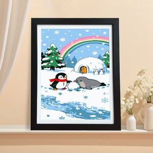 Nouveau kit de peinture numérique transfrontalier, jouet artisanal DIY, cadeau pour étudiants/enfants, thème de Noël, style nordique, cadre en bois - Product Image 4
