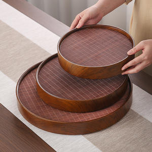 Bandejas de té redondas de bambú al por mayor, tamaños grandes, tapetes de bambú, bandejas de té de bambú, pedido mínimo de una pieza, almacenamiento de agua de alta gama - Product Image 4