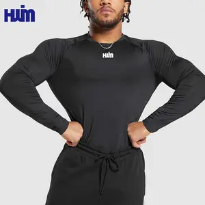 Logo personnalisé hommes Gym athlétique entraînement t-shirt musculation sport course couche de base à manches longues chemises de compression