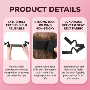 Diadema elástica de encaje <span class=keywords><strong>frontal</strong></span> para peluca con logo personalizado, banda para la <span class=keywords><strong>cabeza</strong></span> de fusión indolora para mujeres, para peinado de pelucas - Product Image 5