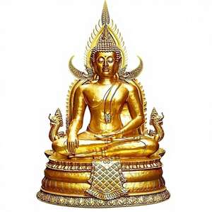 Statue de <span class=keywords><strong>Bouddha</strong></span> dorée géante personnalisable assise sur une chaise, statue de <span class=keywords><strong>Bouddha</strong></span> en fibre de verre, figurine de <span class=keywords><strong>Bouddha</strong></span> zen, ornements bouddhistes, thème bouddhiste - Product Image 2