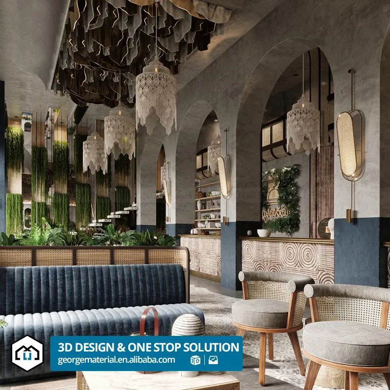 Restoran dükkanı ve mağaza için iç tasarımcı 3D Max Rendering kat planı ana Plan inşaat çizim çizim