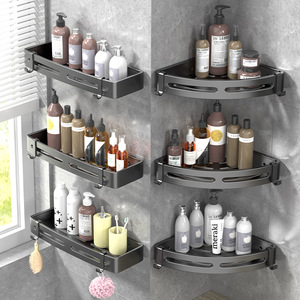 Bathroom Corner Shelf Wall Mounted Triangle 3 Tier Storage Organizer For Bath Products - Product Image 1