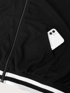 แจ็กเก็ตเบสบอลผ้าวาฟเฟิลของผู้ชายสีตัดกันสำหรับฤดูใบไม้ผลิฤดูใบไม้ร่วงฤดูหนาวขนาดใหญ่พิเศษ - Product Image 5