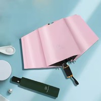 Parapluie de protection solaire et de pluie anti-UV entièrement automatique Parapluie pliant compact portable de voyage à trois plis avec logo personnalisé embouts en plastique