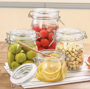 Immagazzinaggio <span class=keywords><strong>barattolo</strong></span> di <span class=keywords><strong>vetro</strong></span> lato dritto in acciaio inox Clip <span class=keywords><strong>guarnizione</strong></span> in gomma per la conservazione degli alimenti da cucina - Product Image 5