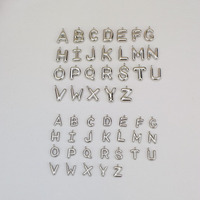 Pendentif Lettre Perle 3D en Acier Inoxydable 12*17mm 17*25mm, 26 Breloques Lettres Bulles pour Fabrication de Colliers Bijoux DIY