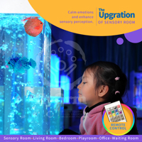 Flyfirm 32 pouces 8 couleurs changeantes aquarium à bulles sensorielles avec lumières LED 12 poissons flottants, parfait pour l'autisme, la thérapie de l'anxiété