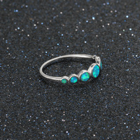 Élégant Nouveau Minimaliste Joint Forme Bleu Opale Anneau Exquis Fiançailles Fine Anneaux 925 Sterling Silver Bridal Jewelry