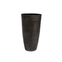Grand pot de fleurs vertical en plastique PP brun foncé, côtelé, durable, léger, avec trou de drainage, pour extérieur, personnalisation de la couleur, pour la maison