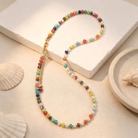 Collier artisanal en cuivre style bohème avec pierres naturelles, fausses perles et perles bonbon, design de niche Woying