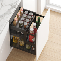 Vbosr Tiroir de rangement coulissant hydraulique en aluminium pour cuisine, panier extractible pour armoire de rangement alimentaire