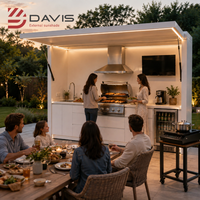 Îlot de cuisine extérieur en acier inoxydable avec barbecue, évier et armoires – Fournisseur OEM/ODM pour projets hôteliers et de complexes hôteliers