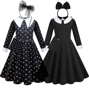 Vestido de Princesa Negro para Niñas <span class=keywords><strong>Adams</strong></span>, Disfraz Familiar de Miércoles, Cosplay, Fiesta de Lujo con Accesorios, 3-10 Años - Product Image 3