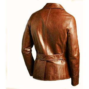 <b>Mens</b> Genuine Cowhide Leather <b>Jacket</b> Winter <b>Smart</b> Casual Turn-down Collar Coat - Product Image 2