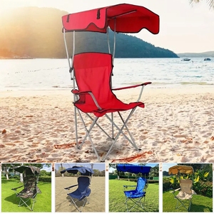 Silla Plegable Tipo Luna con Toldo Negro Elegante para Acampar al Aire Libre, <span class=keywords><strong>Playa</strong></span>, Pesca, con Portavasos y Bolsa <span class=keywords><strong>de</strong></span> Transporte, Resistente - Product Image 6