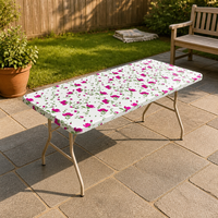Nappe jetable imperméable en PEVA, imprimé floral magenta, bord élastique, ajustée, rectangulaire, pour dîner de Noël