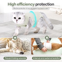 Combinaison de récupération pour chat traditionnelle en coton et élasthanne à motif quadrillé, respirante, anti-léchage, pour post-stérilisation et sevrage, S/M/L