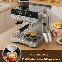 Machine à café expresso italienne commerciale semi-automatique avec broyeur électrique en acier inoxydable et double chaudière