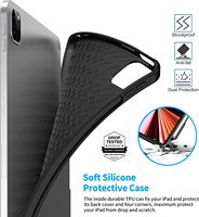 Étui clavier pour iPad Pro 12.9 avec clavier sans fil Bluetooth en cuir TPU rechargeable, fente pour stylet et souris