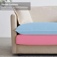 Canapé modulaire carré moderne à trois places en tissu sans microfibre, avec assise profonde rembourrée en mousse, fonction de rangement et pieds en bois