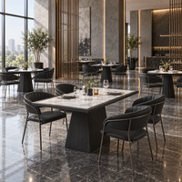 Table et chaises de salle à manger de style minimaliste, design aux lignes simples, structure robuste, touche délicate, ensemble de meubles de salle à manger
