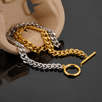 Collier chaîne à maillons cubains bicolore en acier inoxydable plaqué or 18 carats PVD, étanche, avec fermoir OT, bijoux pour femmes Liliflor P263696