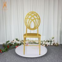 Chaise de réception ronde en métal doré, prix d'usine, vente en gros, pour événements, mariages, dîners, fêtes