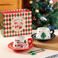 Ensemble tasse et soucoupe en céramique pour Noël et le Nouvel An, mug à café de bureau, cadeau pratique pour les fêtes
