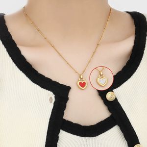 Collar de Perlas con Forma de Corazón de Doble Cara en Oro de 18K con Colgante de Corazón Dorado, Collar de Acero Inoxidable, Collares con Colgante de Moda - Product Image 2