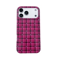 Nouvelle coque de téléphone double couche IMD motif cœur à carreaux pour iPhone 18 Pro Max 17 16 Pro 15 14 13, style coréen, protection premium