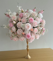 Dekorasi Bunga Bola D-FB07 untuk Pernikahan, Bunga Bola Pernikahan Buatan, Rangkaian Bunga Mawar Pink dan Hydrangea