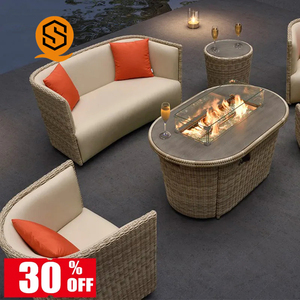 Shinestone-Sofás de jardín, fábrica de muebles de mimbre para exteriores, venta de sofás a prueba de agua, 3 juegos <span class=keywords><strong>con</strong></span> fogata - Product Image 2