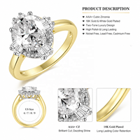 Ensemble de bagues de mariage de haute qualité en boîte mystère, 1 pièce, plaqué or 18 carats, OEM ODM, zircone cubique AAA+, serti clos bicolore, bijoux pour femmes