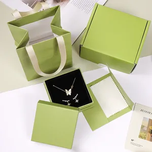 New Matcha green jewelry packaging ring necklace earrings box tote bag high-end fashion jewelry organizer Box wholesale