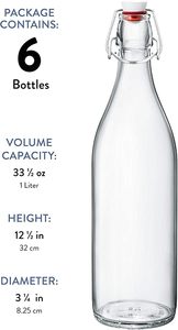 Botella de Vidrio Cuadrada Transparente de 250 ml, 500 ml, 1 L para Agua o Vino con Tapón de Rosca - Product Image 3